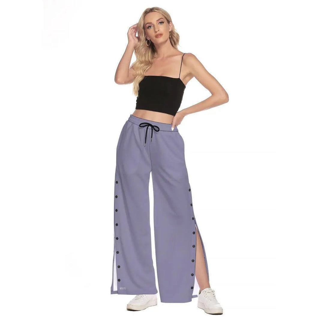 Misha Women's Side Slit Snap Button Trousers - Gray Purple - Mishastyle