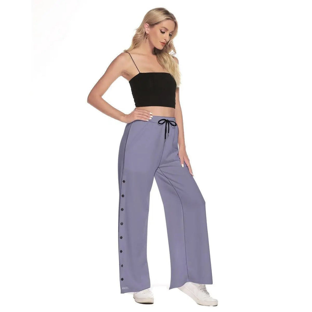 Misha Women's Side Slit Snap Button Trousers - Gray Purple - Mishastyle