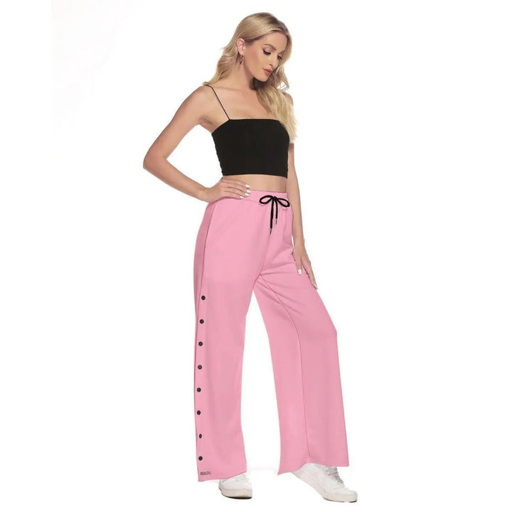 Misha Women's Side Slit Snap Button Trousers - Pink - Mishastyle
