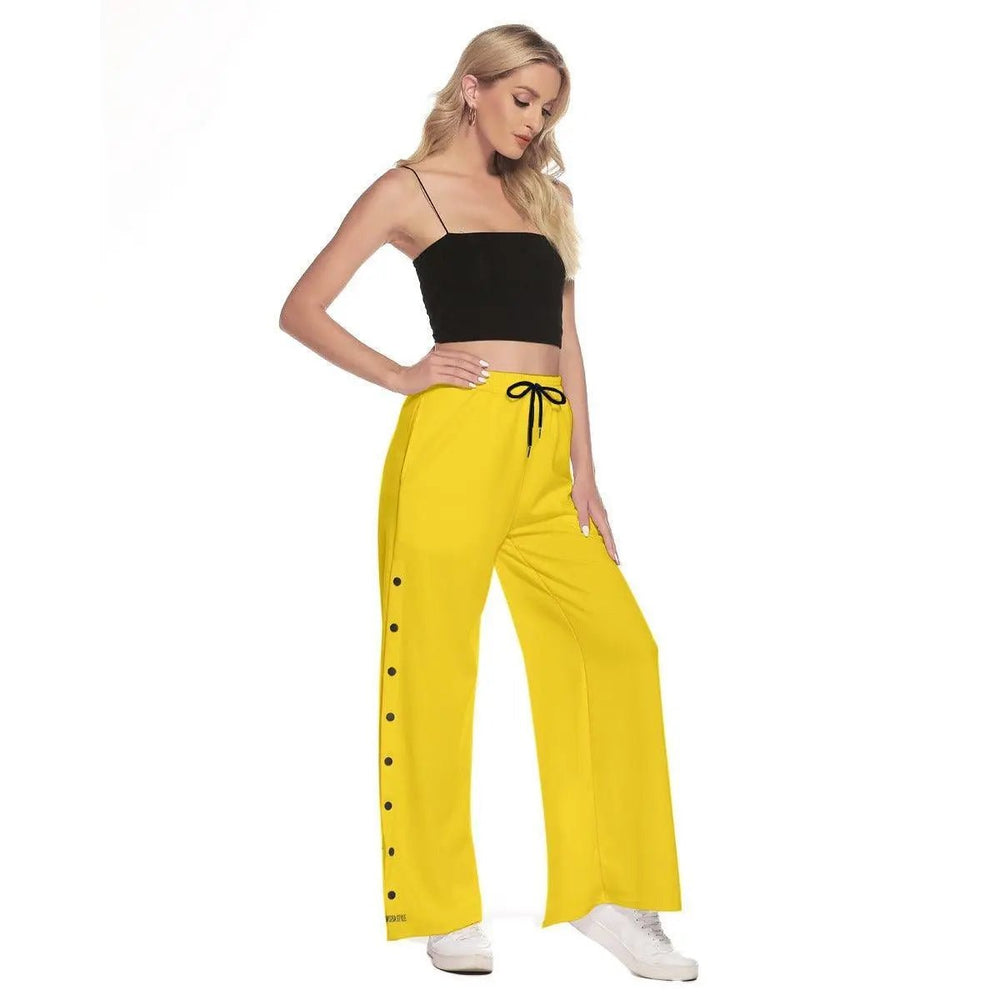 Misha Women's Side Slit Snap Button Trousers - Yellow - Mishastyle