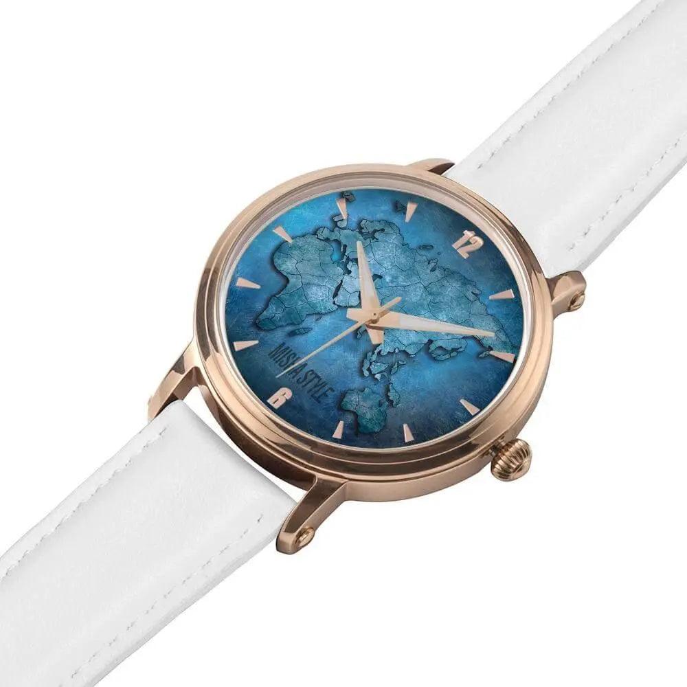 MISHASTYLE Genuine Leather Strap Water-resistant Automatic Watch Asia & Africa Map - Mishastyle