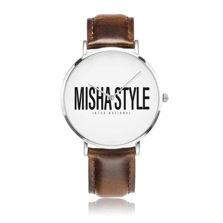 Quartz Watch Genuine Leather Strap Water-resistant (Brown) - Mishastyle