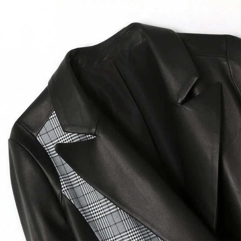 Real Leather zipper Long Jacket - Mishastyle