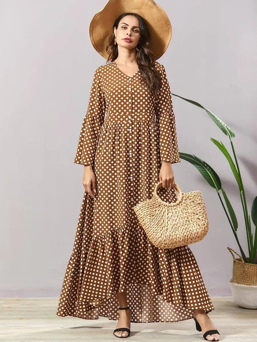 Relaxing Summer Spotted Maxi Dress - Mishastyle