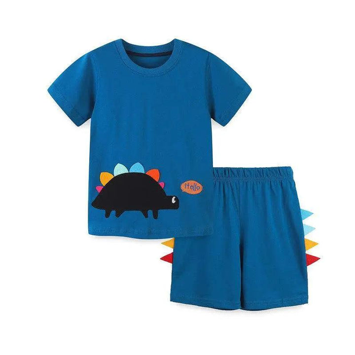 Short Sleeve Embroidery Kids 2 Pcs Suits - Mishastyle