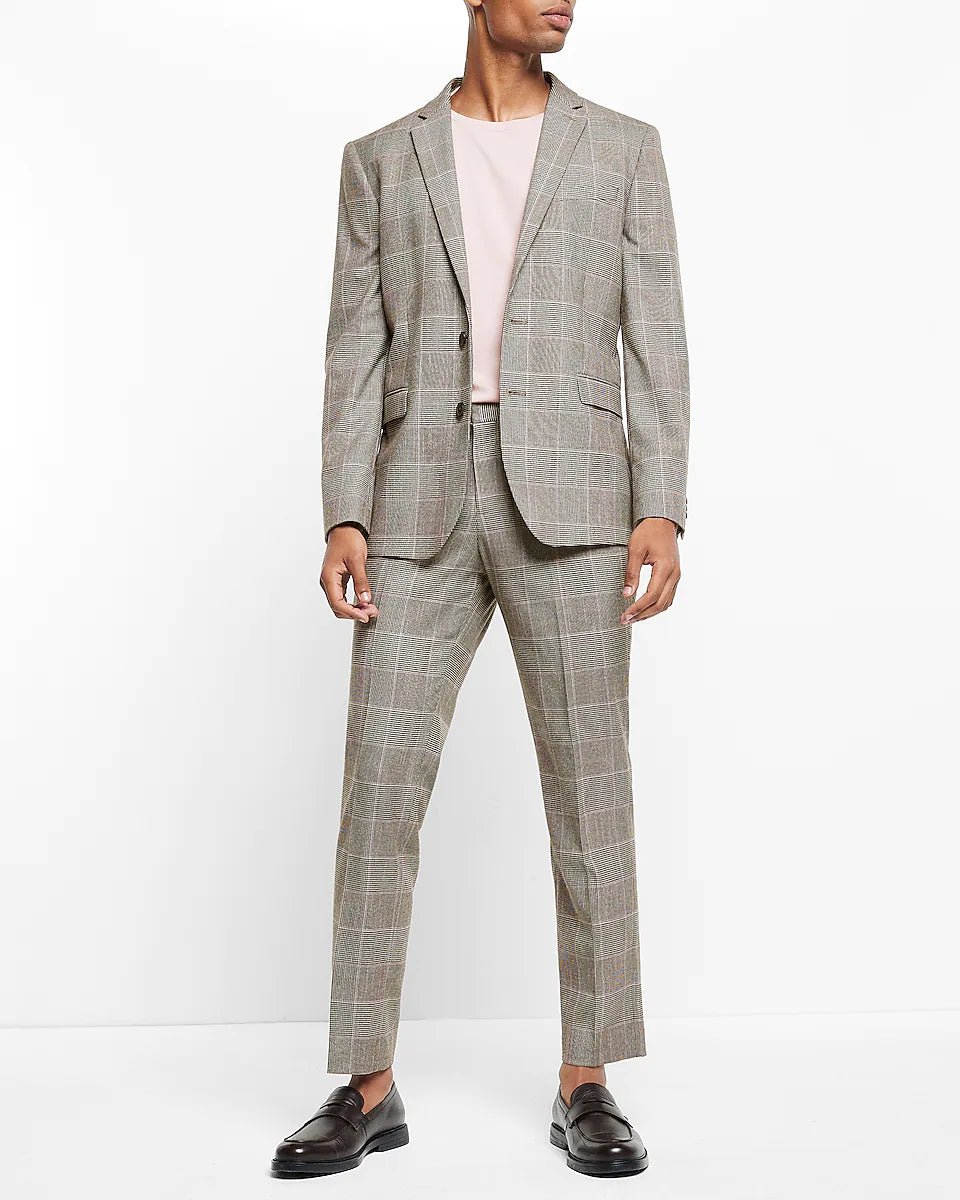 Slim Plaid Flannel Suit - Mishastyle