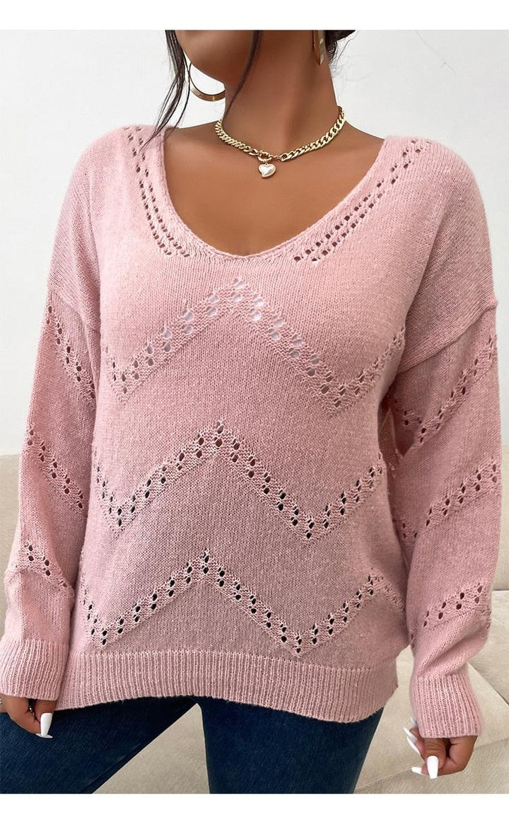Solid Pink Plus Size Wool Knit Pullover - Mishastyle