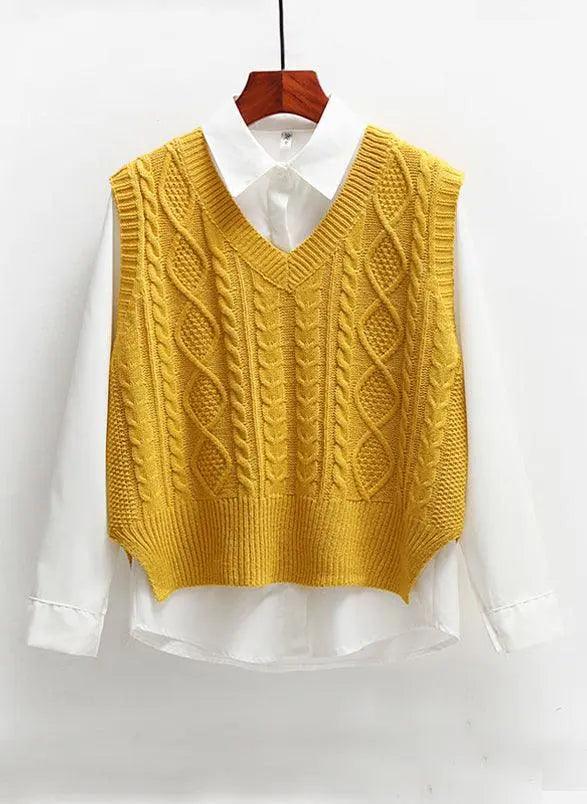 Solid Short Trendy Korean Knitted Vest - Mishastyle