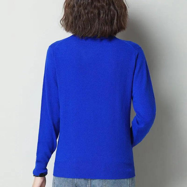 Solid Turtleneck Cashmere Pullover - Mishastyle