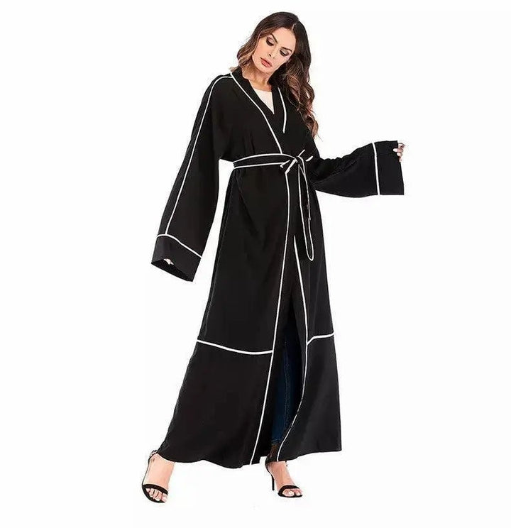 Striped Cardigan Muslim Abaya - Mishastyle