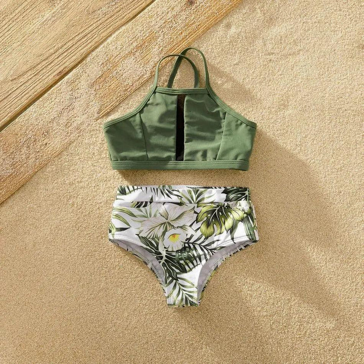 Summer Tankini Palm Leaf Family Matching Swimsuit - Mishastyle