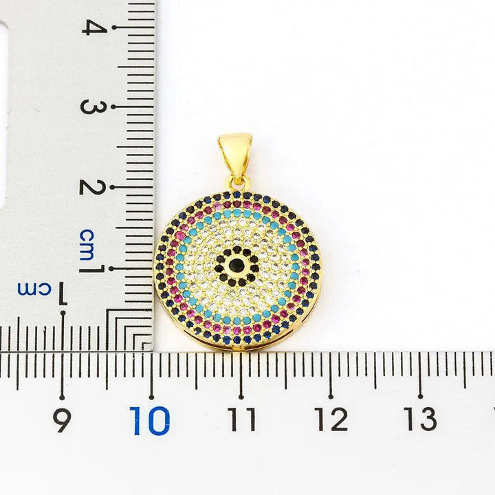 Turkish Round Evil Eye Pendant Necklace - Mishastyle