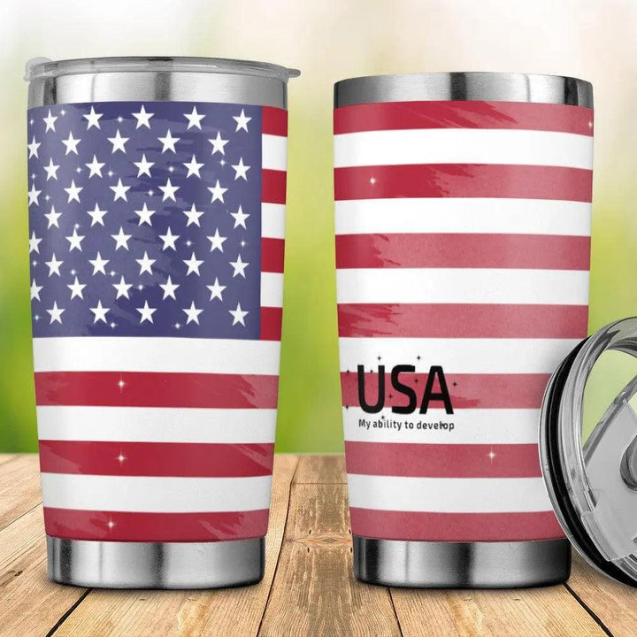 USA Flag 570g Travels Coffee Cup - Mishastyle