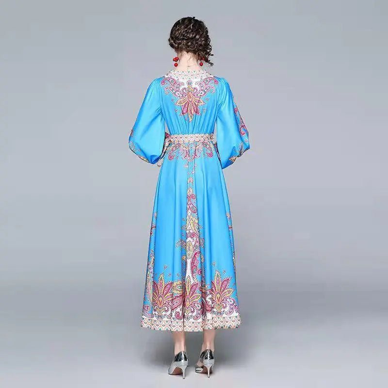 V-Neck Luxury Muslim Dress - Mishastyle