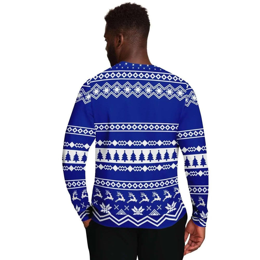 Vintage Fashionable Christmas Men Sweater - Navy - Mishastyle