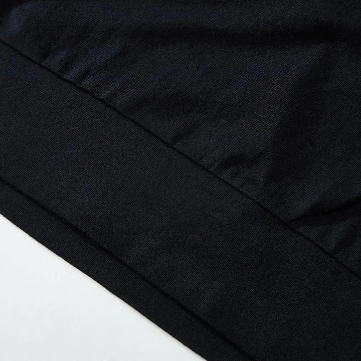 Women's Long Sleeve Black Cotton Crop Hoodie - Mishastyle
