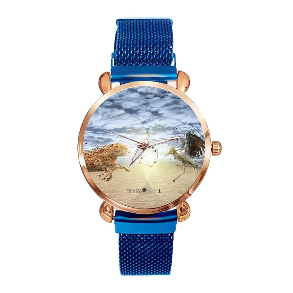 Women's Magnetic Buckle Quartz Wrist Watches - Blue - Mishastyle