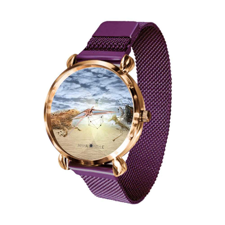 Women's Magnetic Buckle Quartz Wrist Watches - Purple - Mishastyle